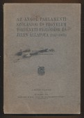 Az angol parlamenti szólásjog és fegyelem történeti fejlődése és jelen állapota (1547-1913)